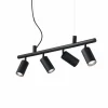 Suspension Ideallux DYNAMITE Noir, 4 lumières