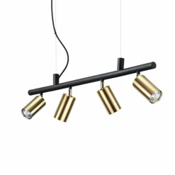 Suspension Ideallux DYNAMITE Noir, 4 lumières