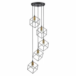 Suspension Ideallux ICE Noir, 5 lumières