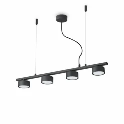 Suspension Ideallux MINOR Noir, 4 lumières