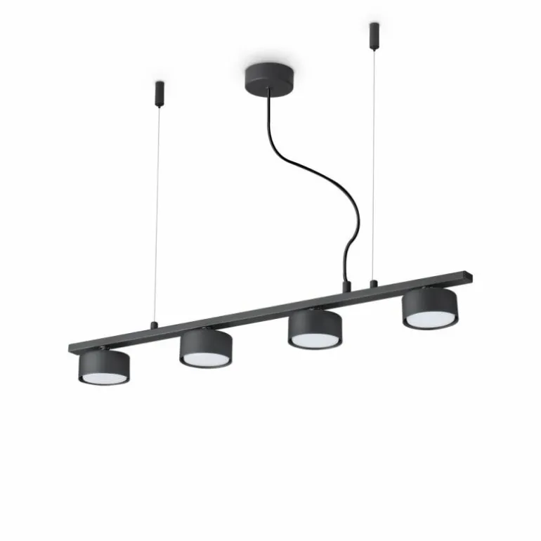 Suspension Ideallux MINOR Noir, 4 lumières