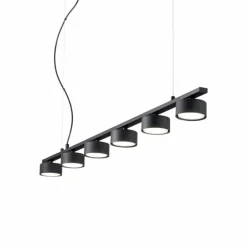 Suspension Ideallux MINOR Noir, 6 lumières