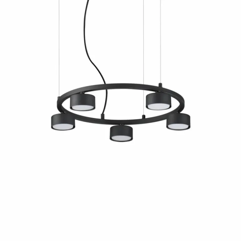 Suspension Ideallux MINOR Noir, 5 lumières