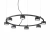 Suspension Ideallux MINOR Noir, 8 lumières