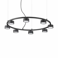 Suspension Ideallux MINOR Noir, 8 lumières