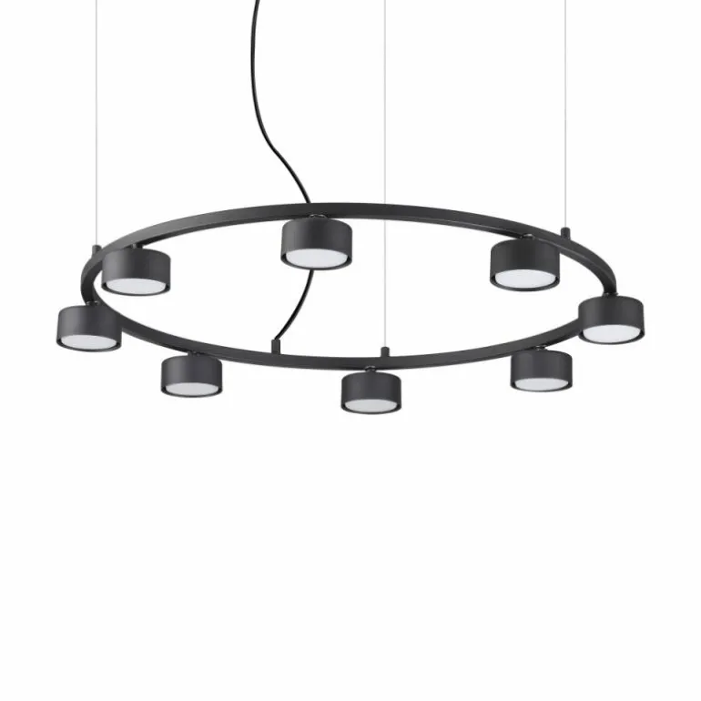 Suspension Ideallux MINOR Noir, 8 lumières