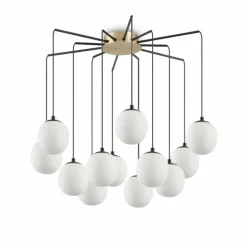 Suspension Ideallux RHAPSODY Laiton, Noir, 12 lumières