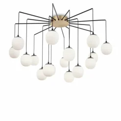 Suspension Ideallux RHAPSODY Laiton, Noir, 16 lumières