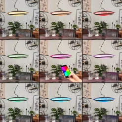 Suspension Ittingen LED Noir, 1 lumière, Changeur de couleurs