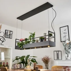 Suspension Jabilla Noir, 6 lumières