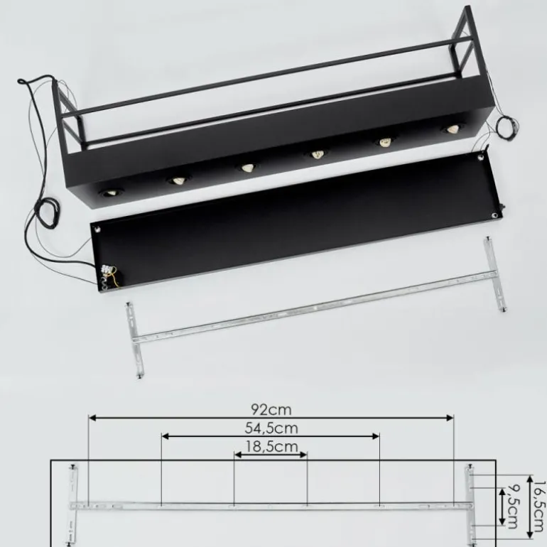 Suspension Jabilla Noir, 6 lumières