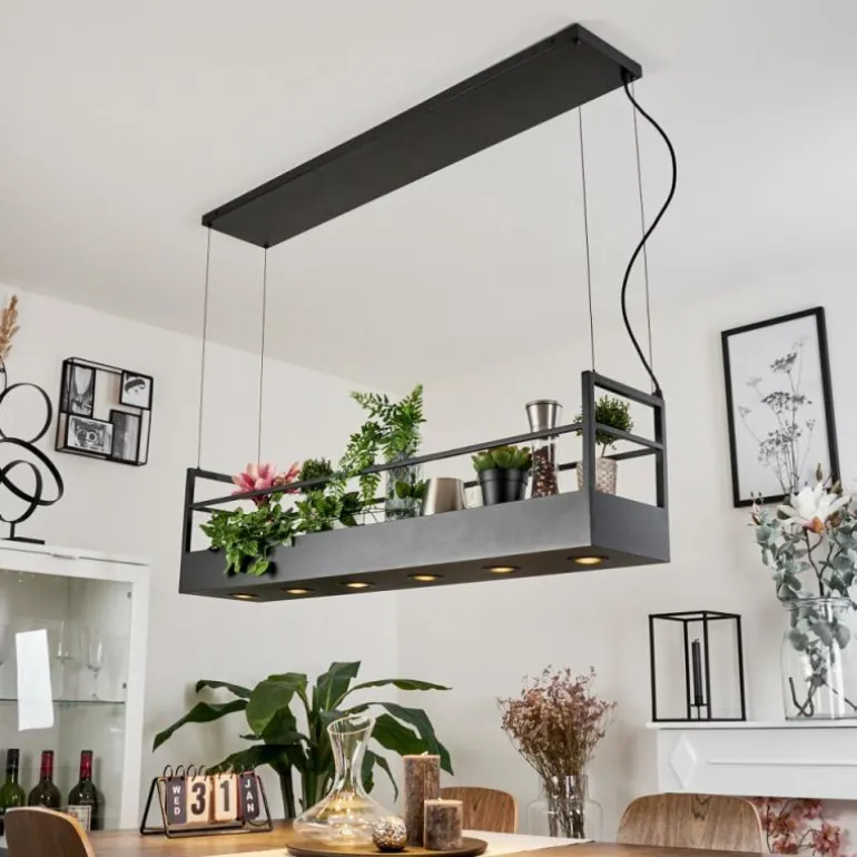 Suspension Jabilla Noir, 6 lumières