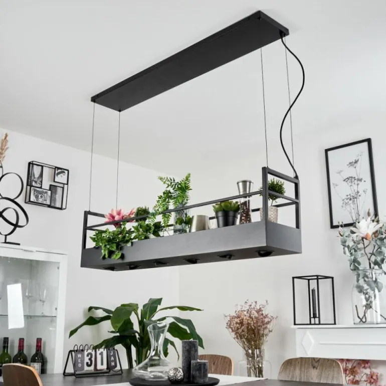 Suspension Jabilla Noir, 6 lumières