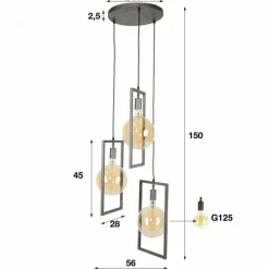 Suspension Janskloster Zingué, 3 lumières