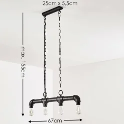 Suspension Kajen Rouille, 4 lumières