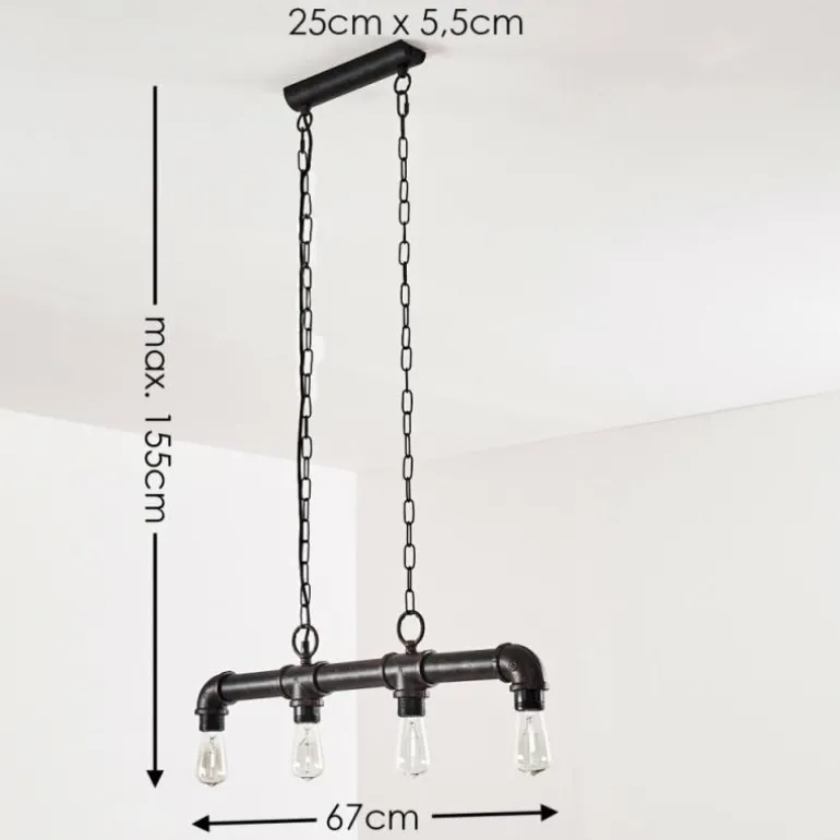 Suspension Kajen Rouille, 4 lumières