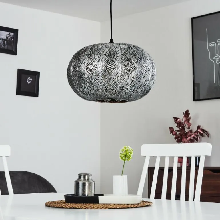 Suspension Kemer Noir, Argenté, 1 lumière