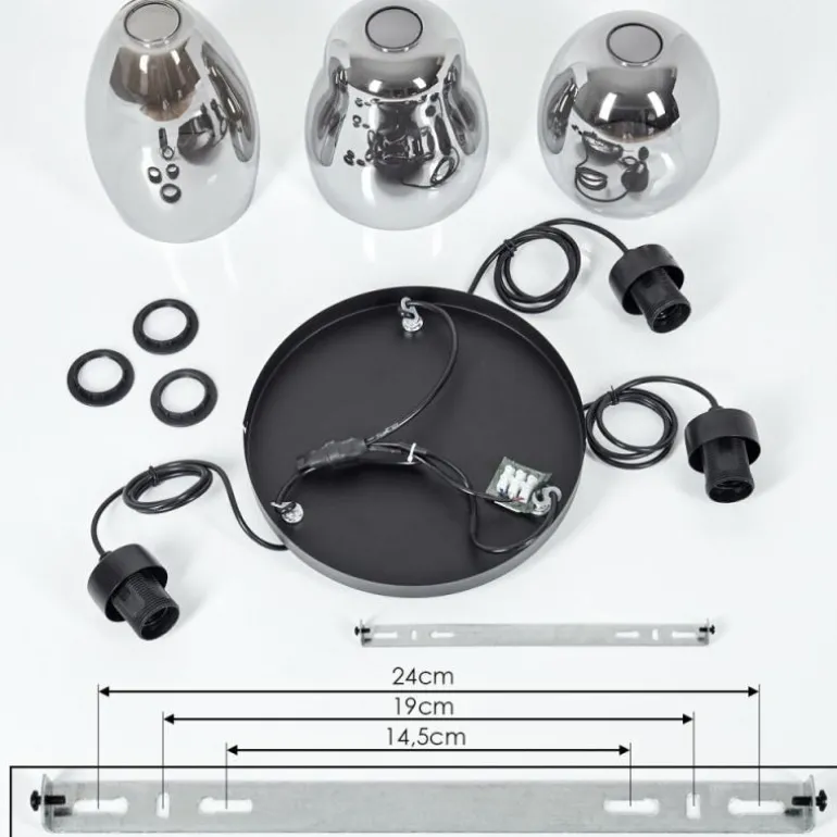 Suspension Kenong Fumé, Noir, 3 lumières