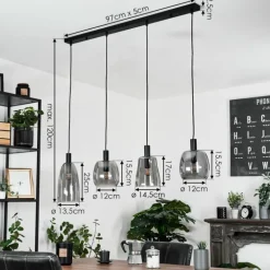 Suspension Kenong Noir, 4 lumières