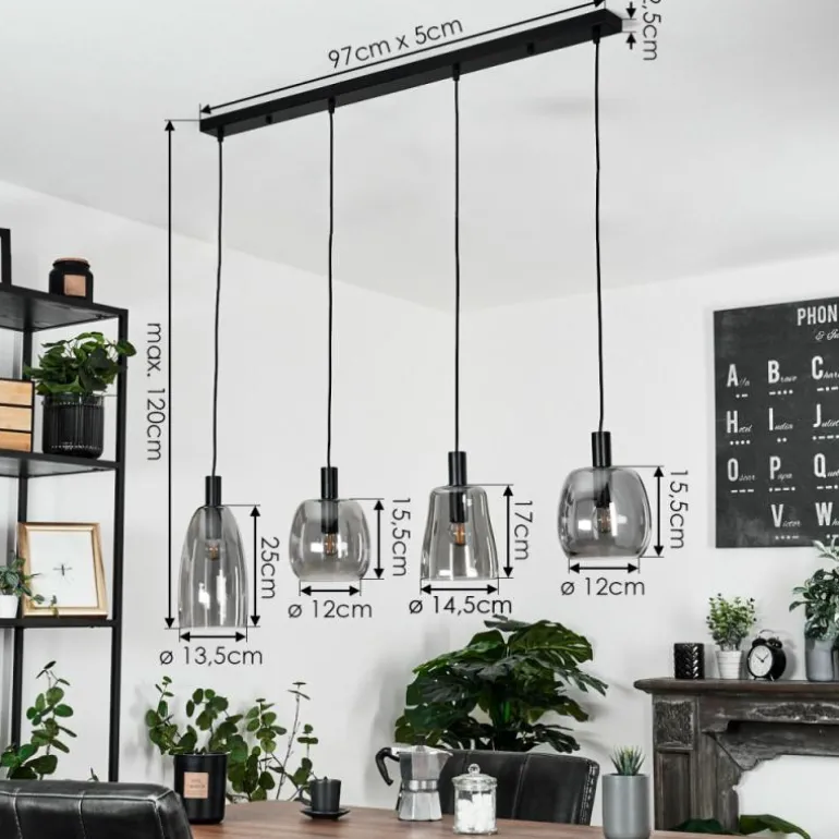 Suspension Kenong Noir, 4 lumières