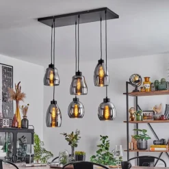 Suspension Kenong Noir, 6 lumières