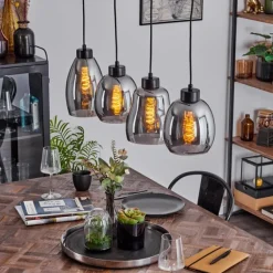 Suspension Kenong Noir, 4 lumières