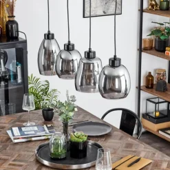 Suspension Kenong Noir, 4 lumières