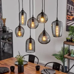 Suspension Kerang Noir, 7 lumières