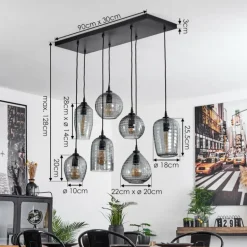 Suspension Kerang Noir, 7 lumières