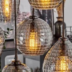 Suspension Kerang Noir, 7 lumières