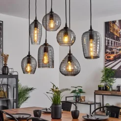 Suspension Kerang Noir, 7 lumières