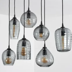 Suspension Kerang Noir, 7 lumières