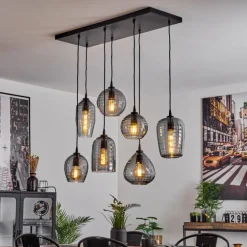 Suspension Kerang Noir, 7 lumières