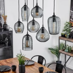 Suspension Kerang Noir, 7 lumières