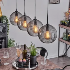 Suspension Kerang Noir, 4 lumières