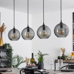 Suspension Kerang Noir, 4 lumières