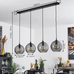 Suspension Kerang Noir, 4 lumières