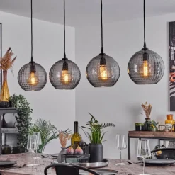 Suspension Kerang Noir, 4 lumières