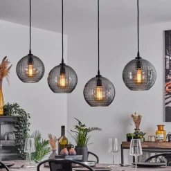 Suspension Kerang Noir, 4 lumières