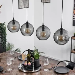 Suspension Kerang Noir, 4 lumières