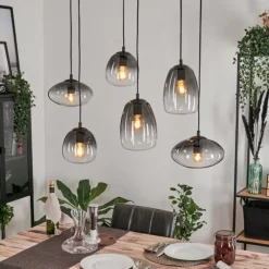 Suspension Kissaboui Noir, 6 lumières