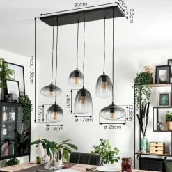 Suspension Kissaboui Noir, 6 lumières