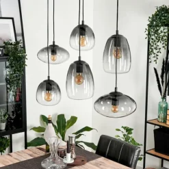 Suspension Kissaboui Noir, 6 lumières