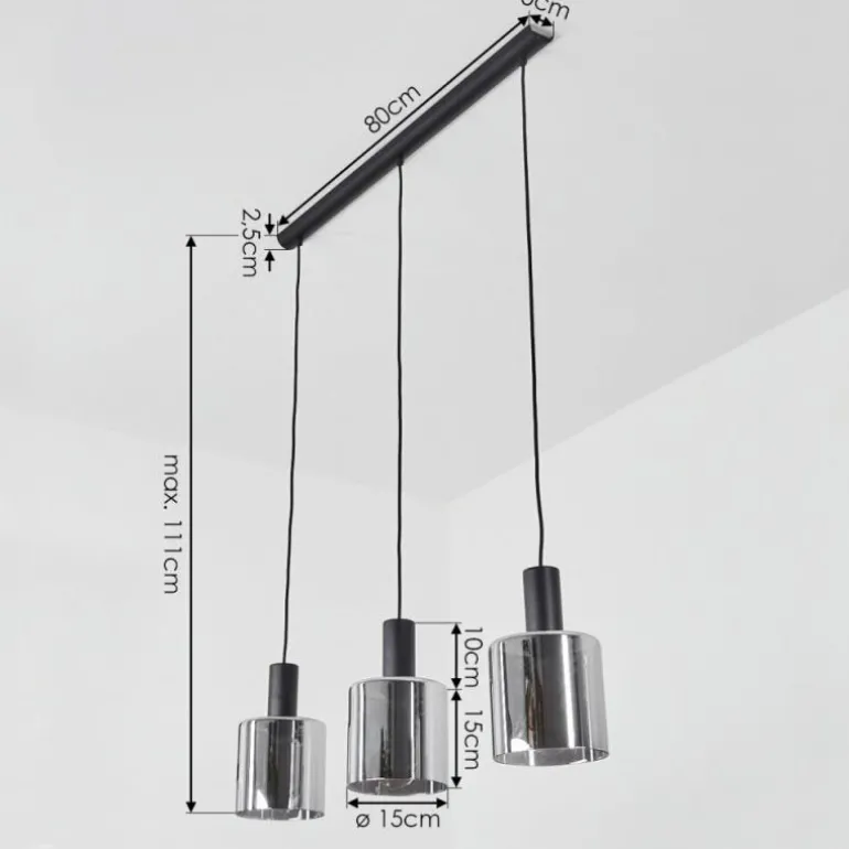 Suspension Klemtoo Noir, 3 lumières
