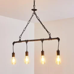 Suspension Kolyma Rouille, Noir, 4 lumières