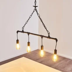 Suspension Kolyma Rouille, Noir, 4 lumières