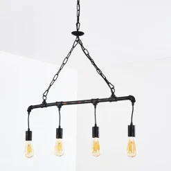 Suspension Kolyma Rouille, Noir, 4 lumières