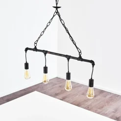 Suspension Kolyma Rouille, Noir, 4 lumières