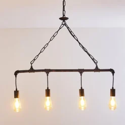 Suspension Kolyma Rouille, Noir, 4 lumières