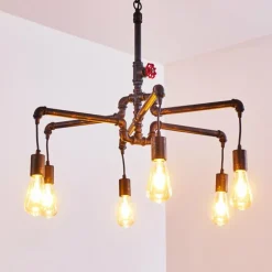 Suspension Kolyma Rouille, Noir, 6 lumières